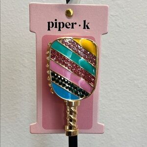 Piper K  Striped Pickleball Paddle Hair Clip 🏓